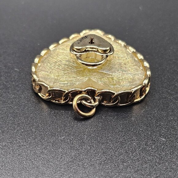 Vintage Juicy Couture Pendant Layered Crystal Heart Lock Gold Tone Trim Y2K - Picture 5 of 9